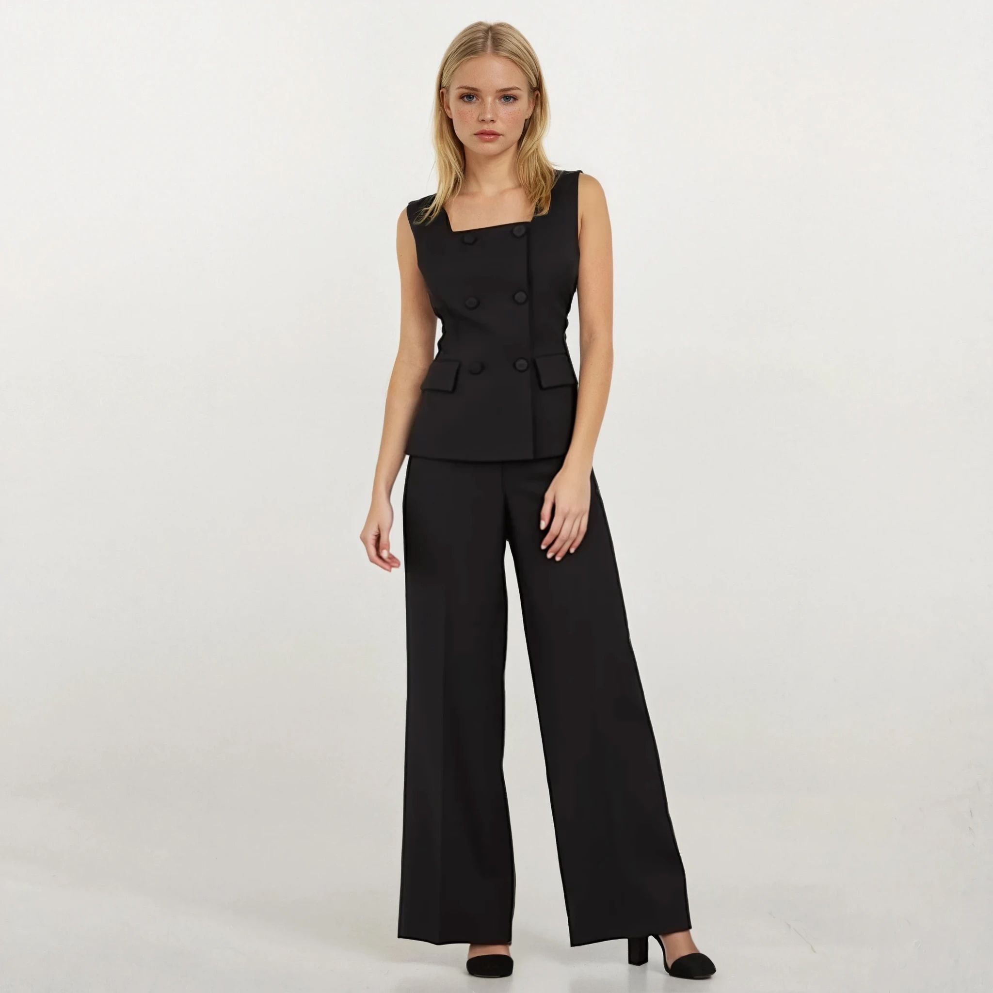 Linda Square-Neck Vest with Pants