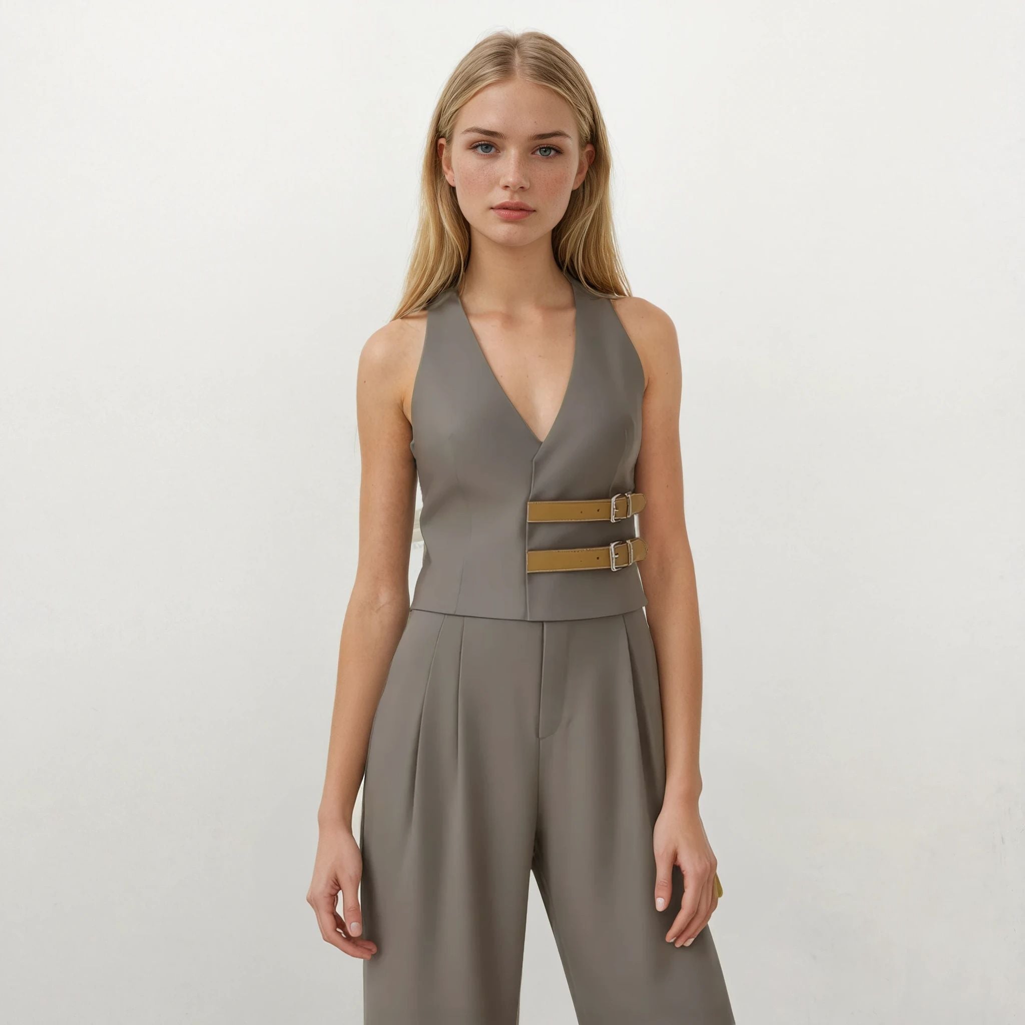 Madison Halter Neck Utility Vest with Pants
