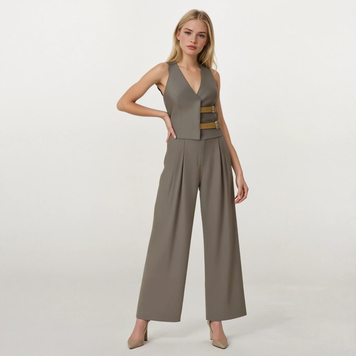 Madison Halter Neck Utility Vest with Pants