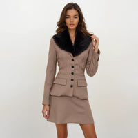 Delphine Houndstooth Jacket with Skirt
