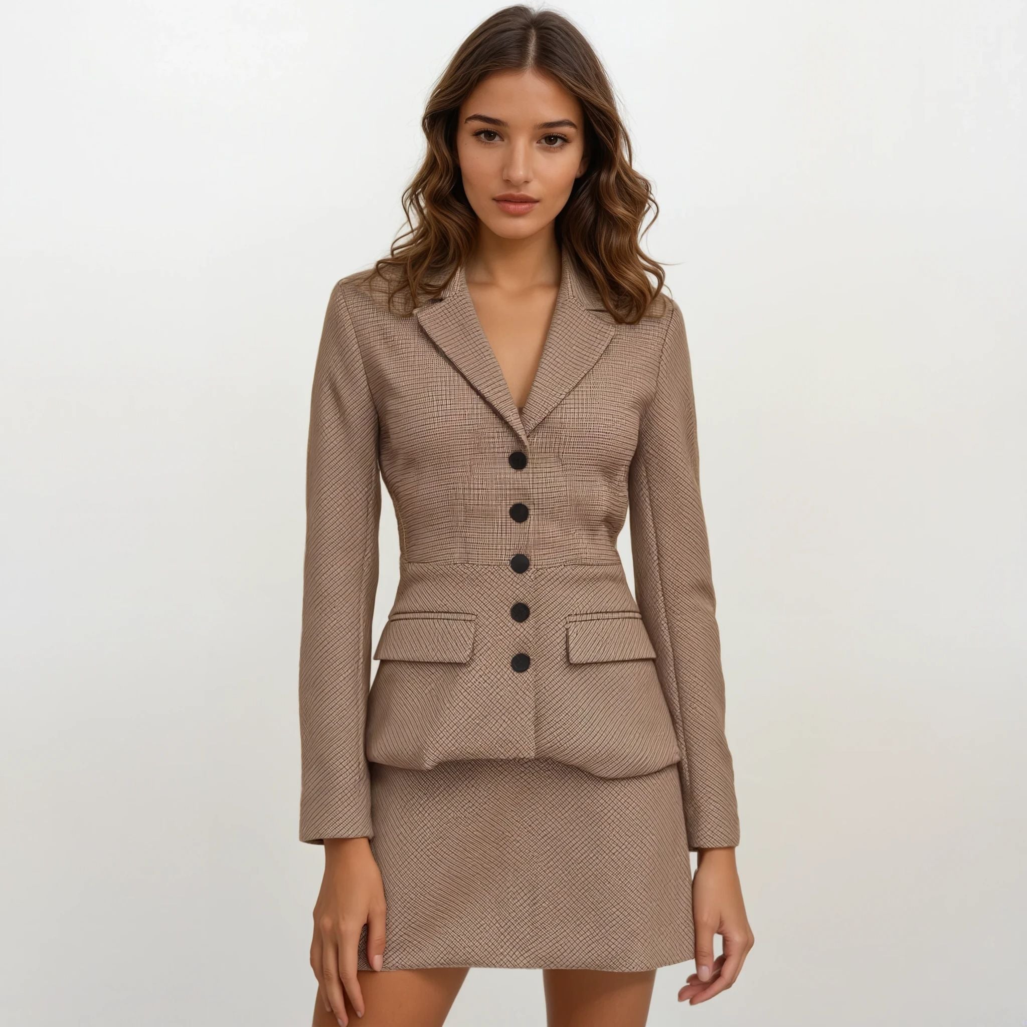 Delphine Houndstooth Jacket with Skirt