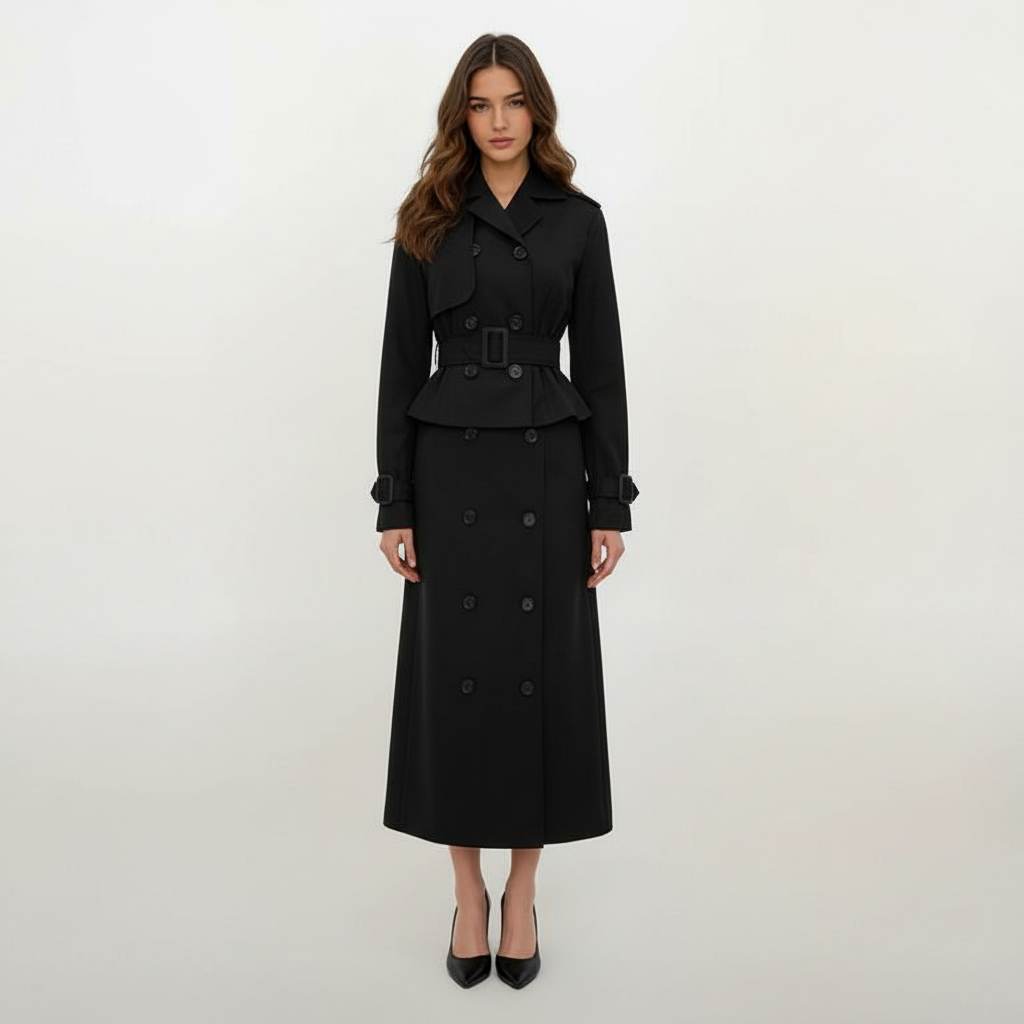 Harlow Cropped Trench Coat with Maxi Skirt