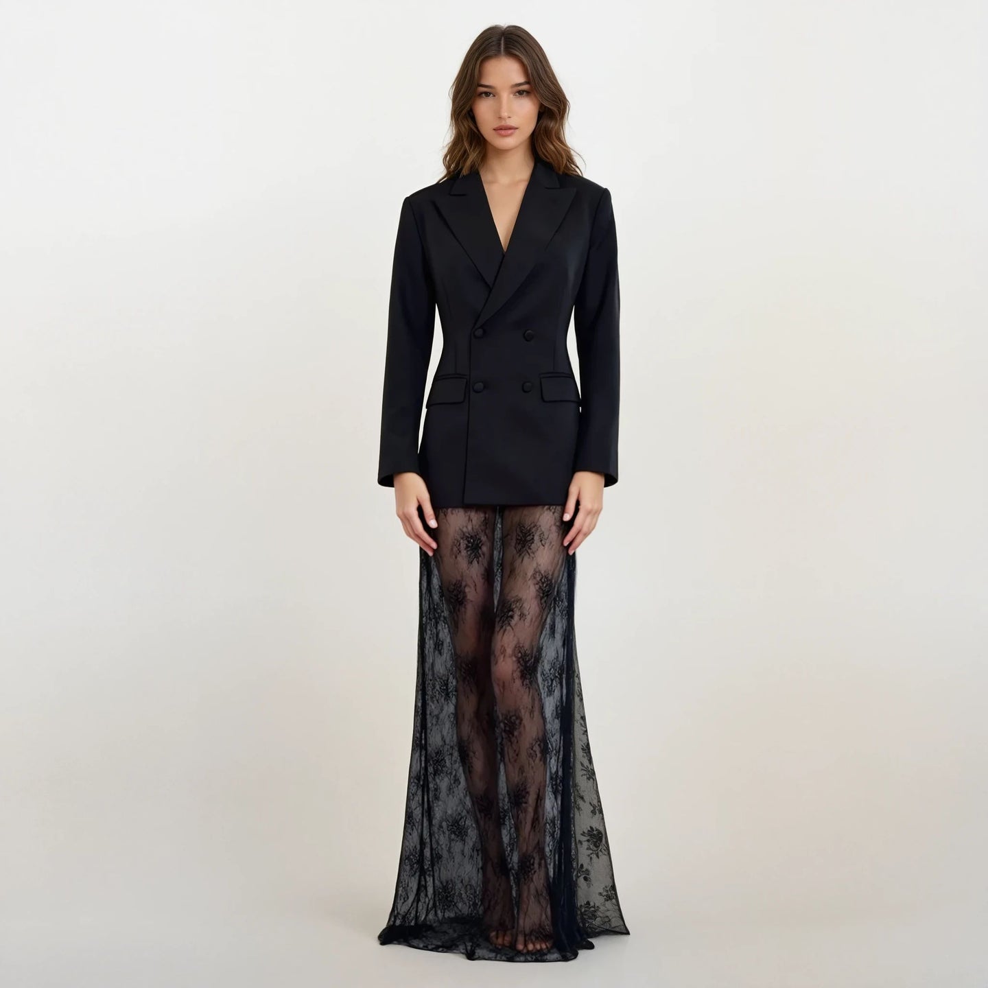 Elle Blazer and Lace Skirt