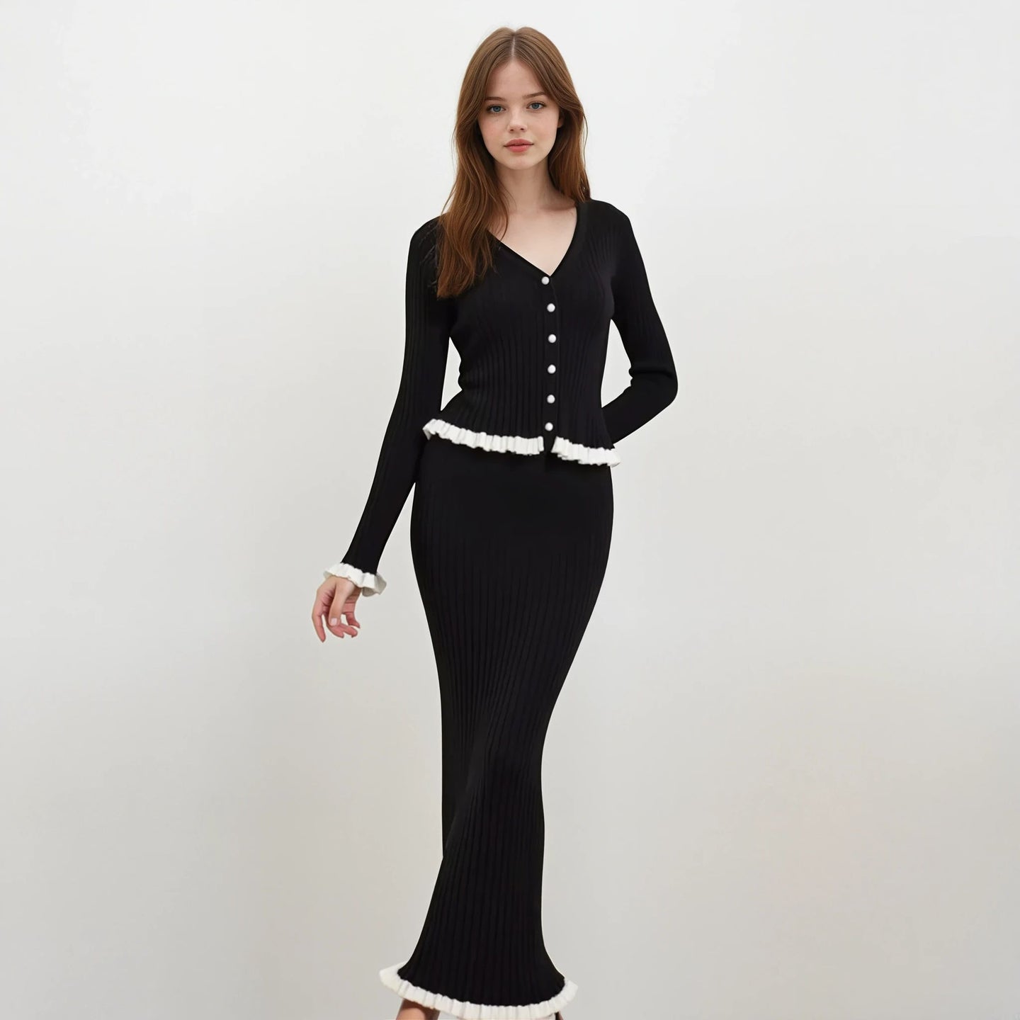 Taylor Knit Long Sleeve Top with Skirt