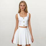 Amelie Gold Buttons Bustier Top with Skirt