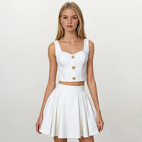Amelie Gold Buttons Bustier Top with Skirt