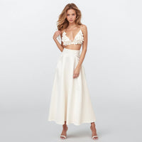 Peony Appliqué Flower Crop Top with Skirt