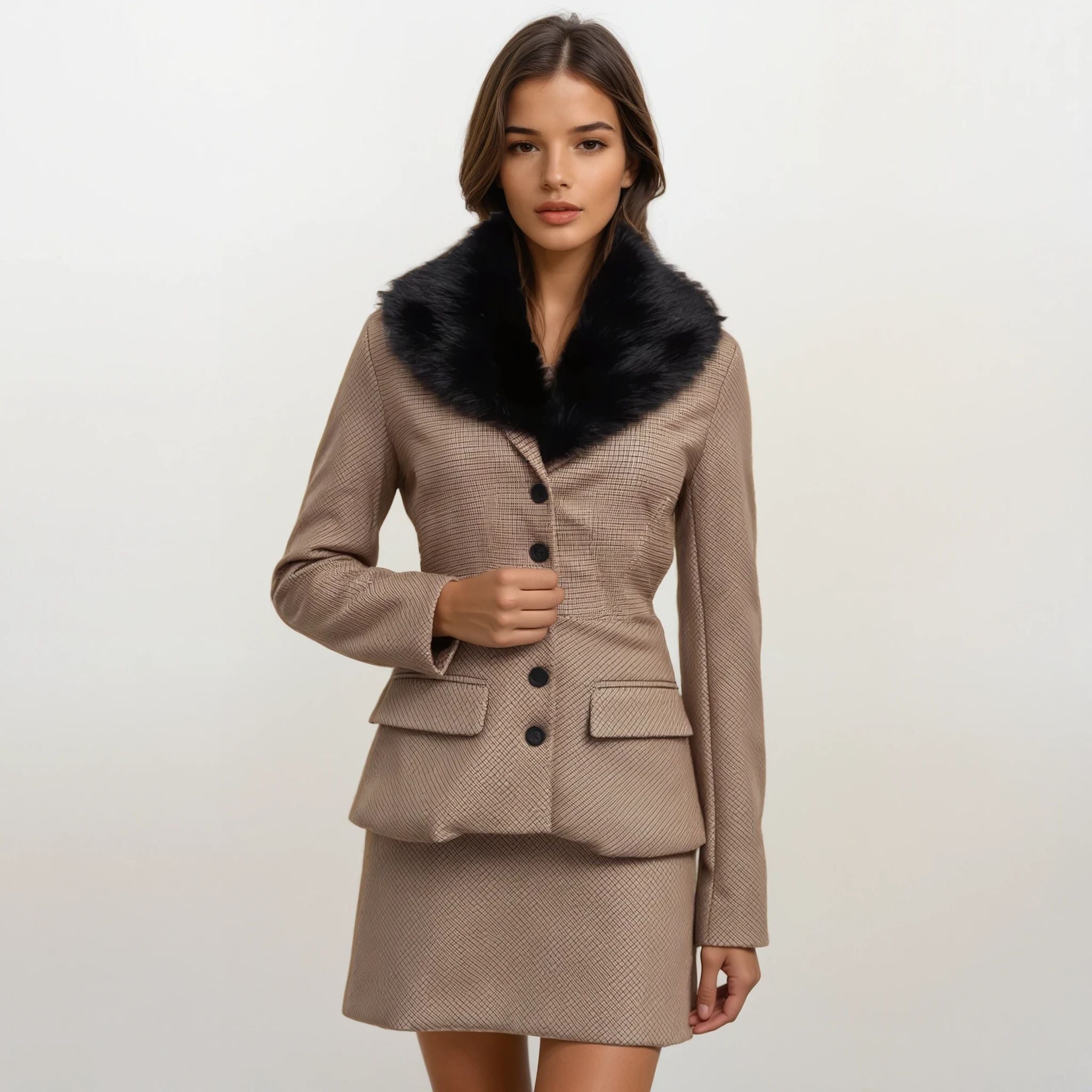 Delphine Houndstooth Jacket with Skirt