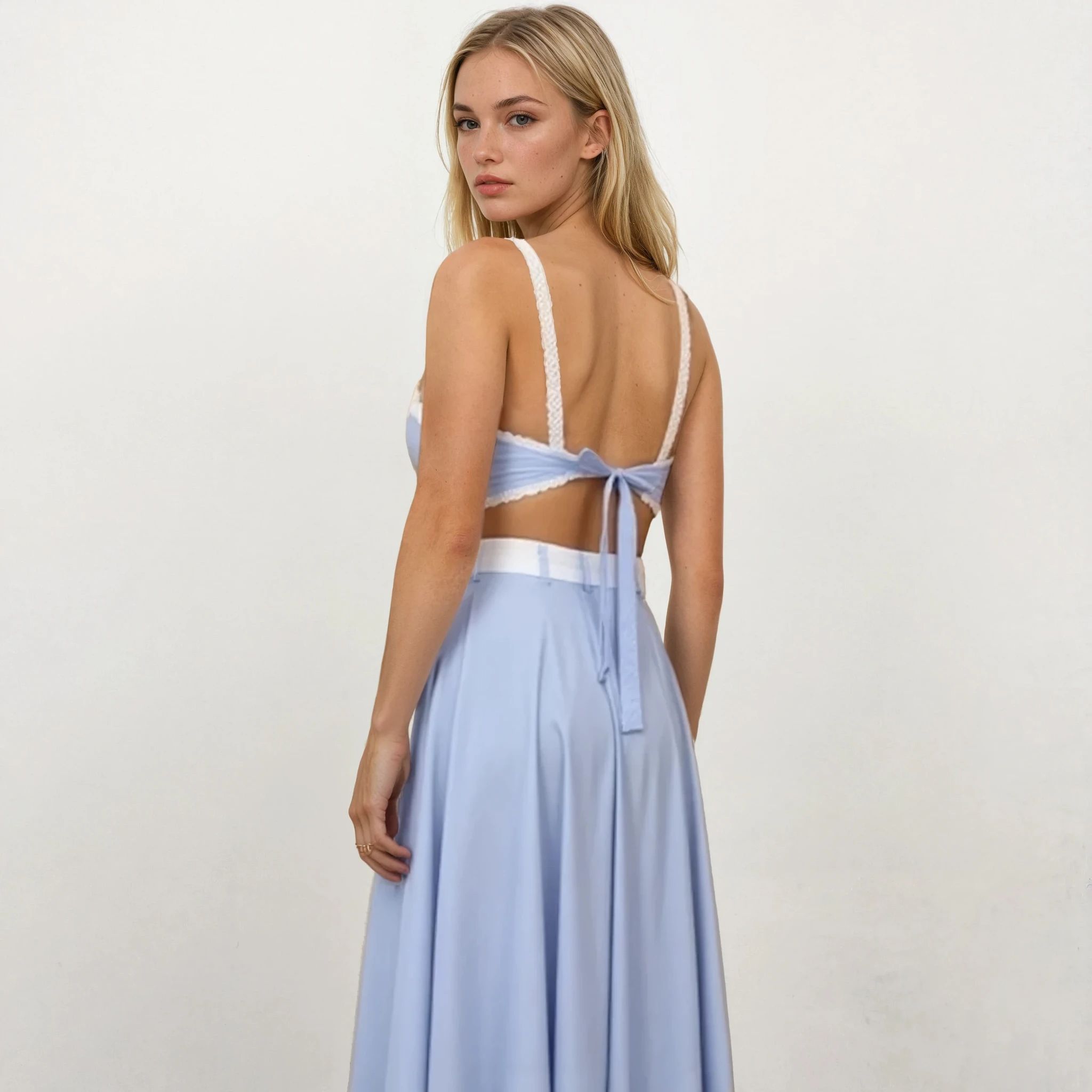 Celeste Blue Stripe Top and Skirt