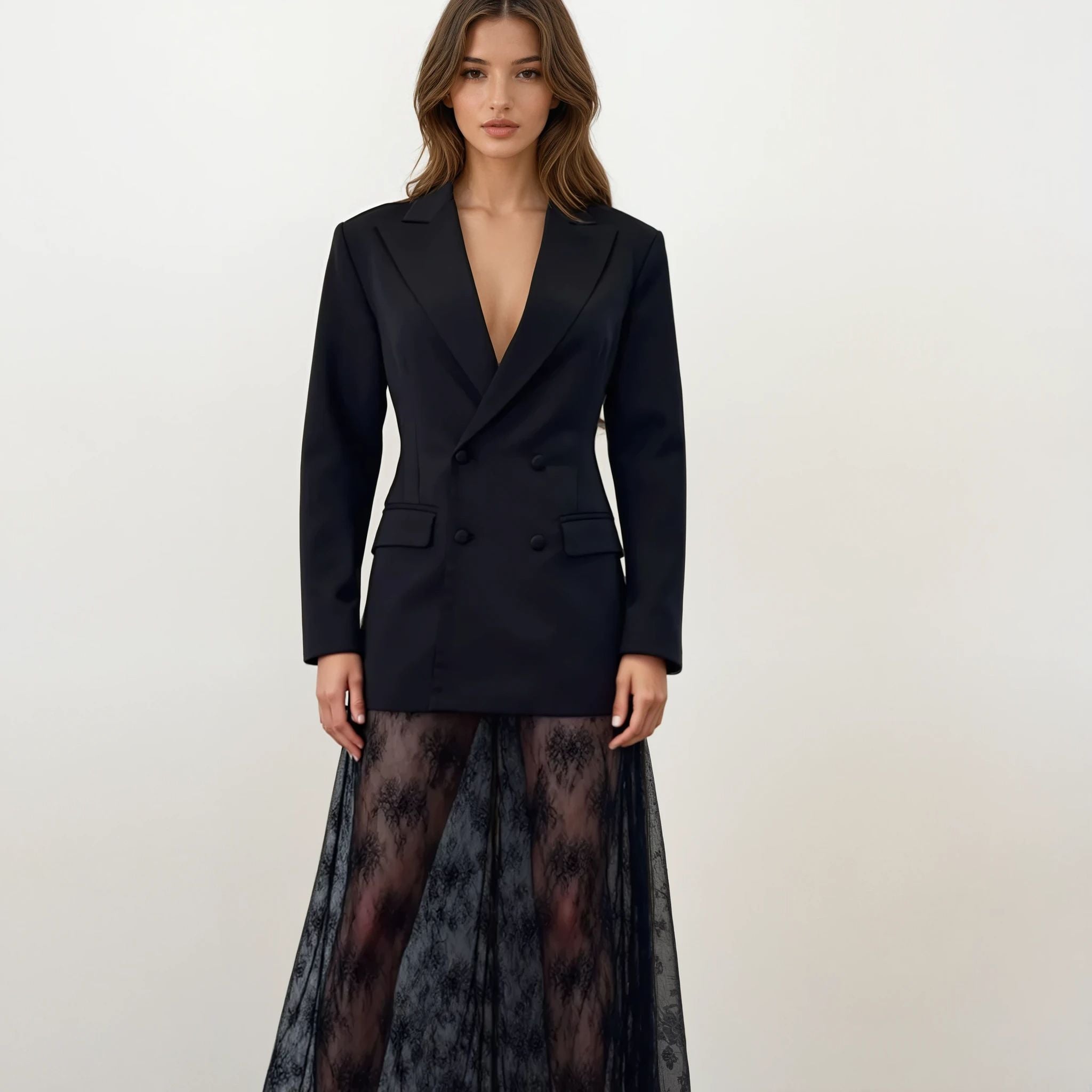 Elle Blazer and Lace Skirt