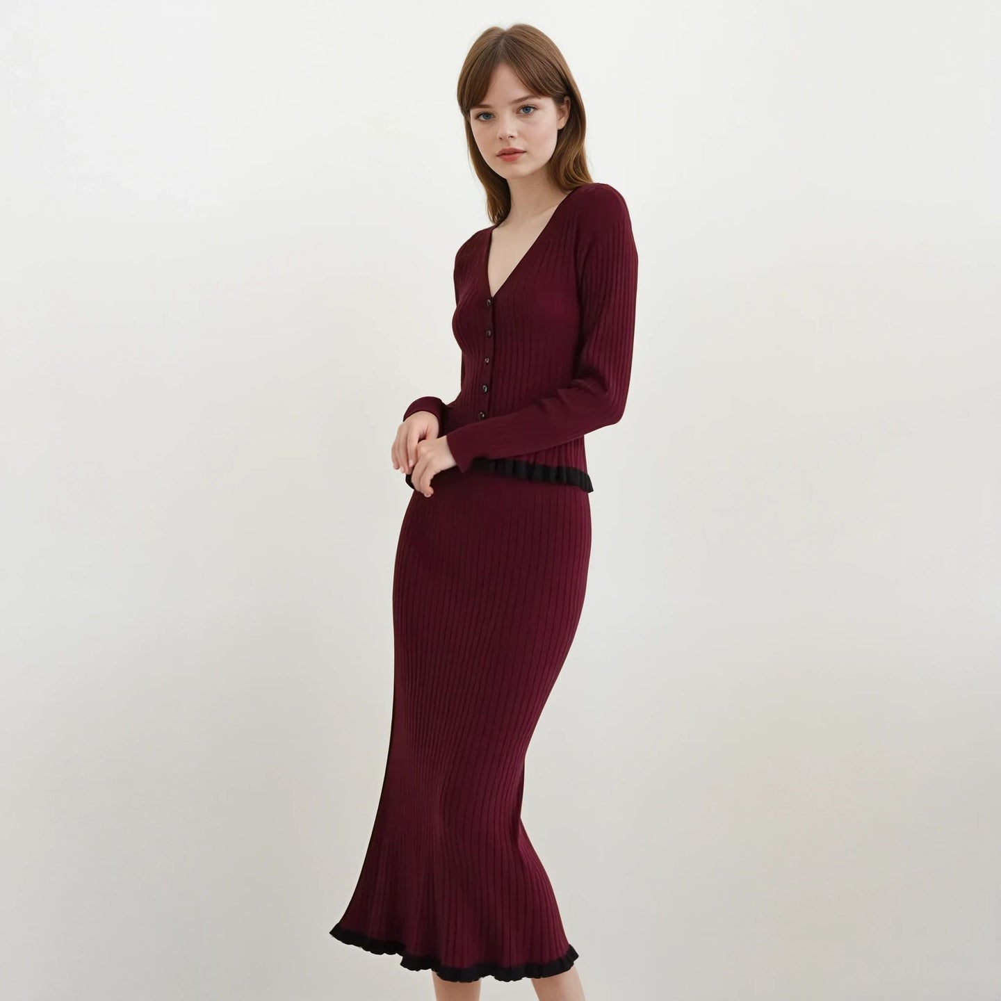 Taylor Knit Long Sleeve Top with Skirt