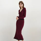 Taylor Knit Long Sleeve Top with Skirt