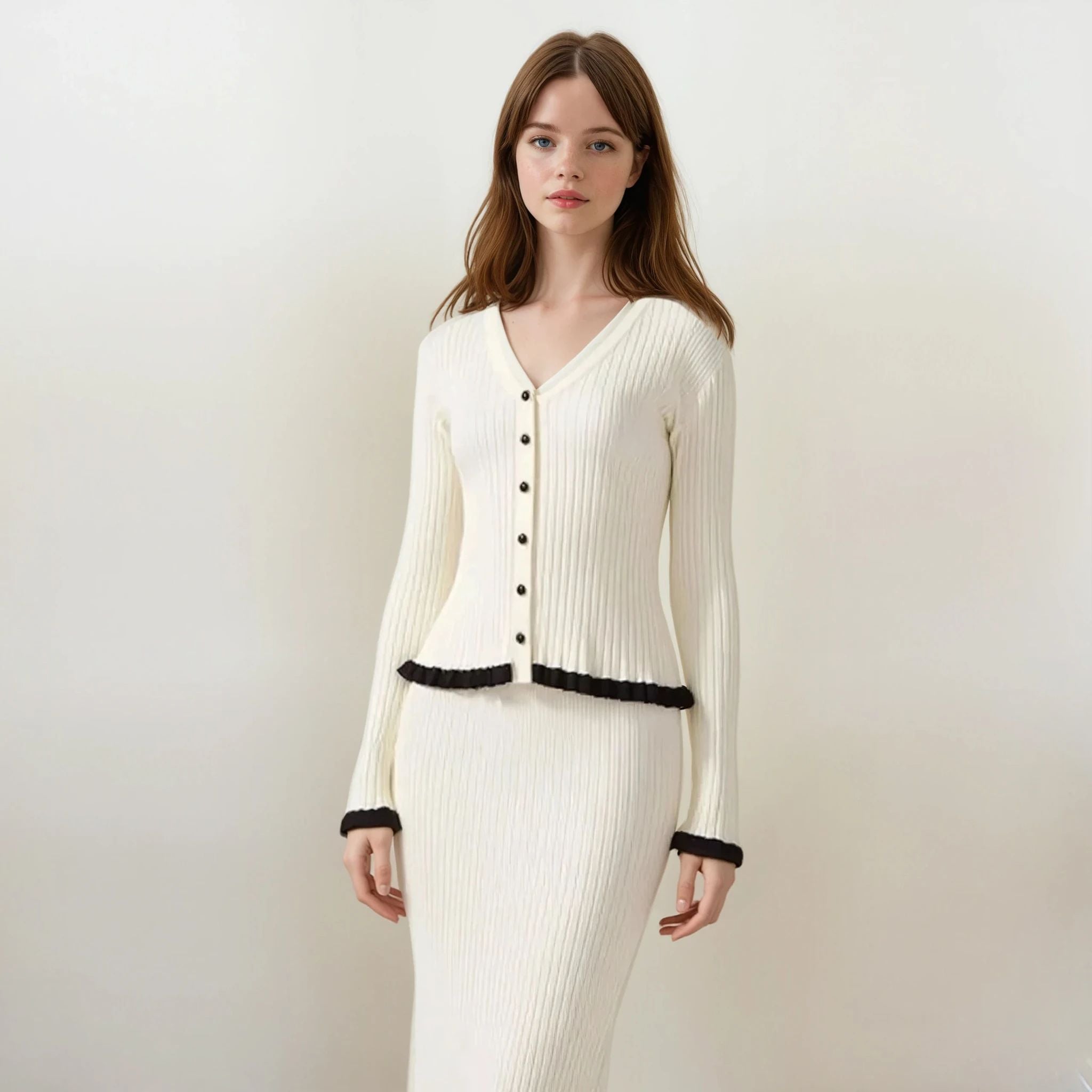 Taylor Knit Long Sleeve Top with Skirt