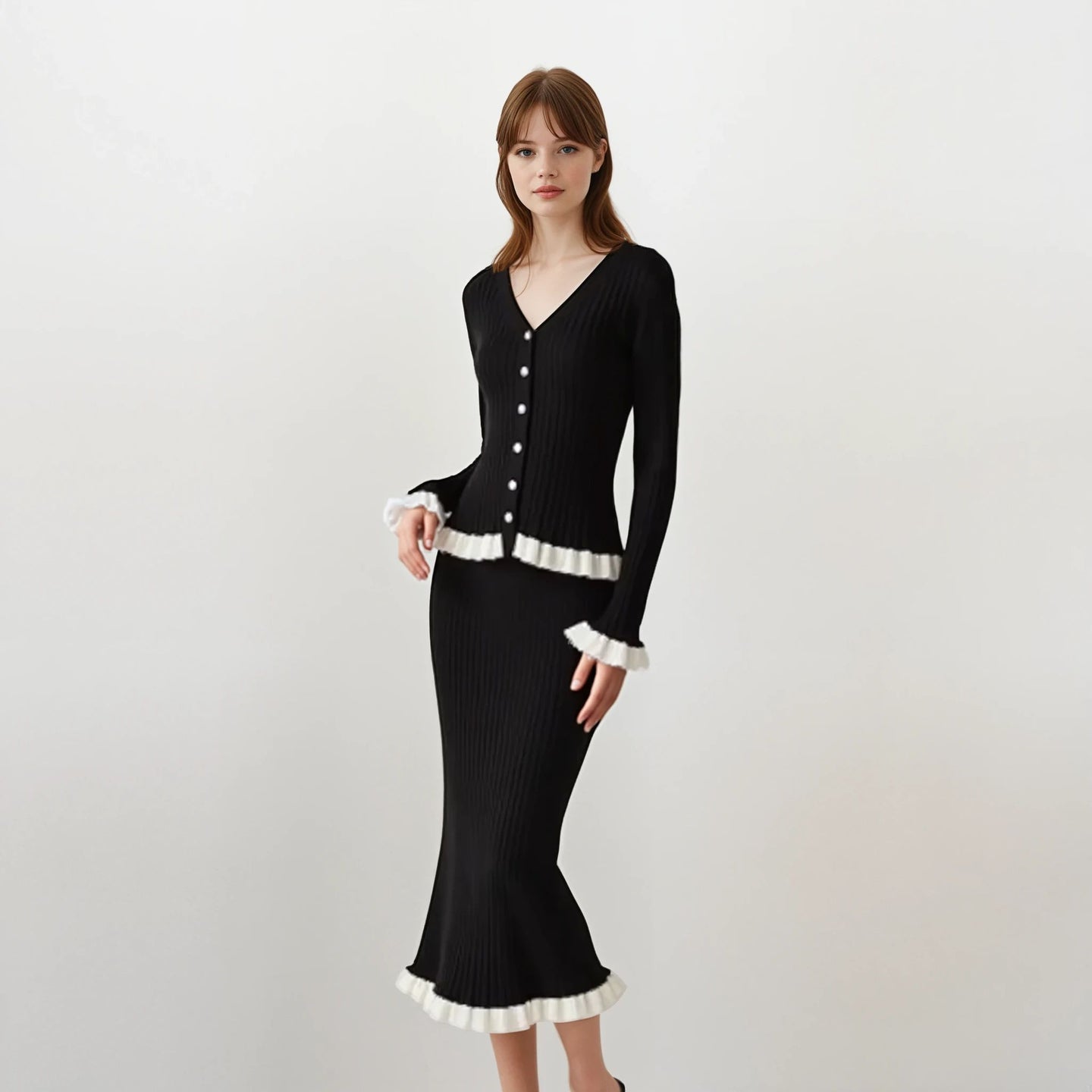 Taylor Knit Long Sleeve Top with Skirt