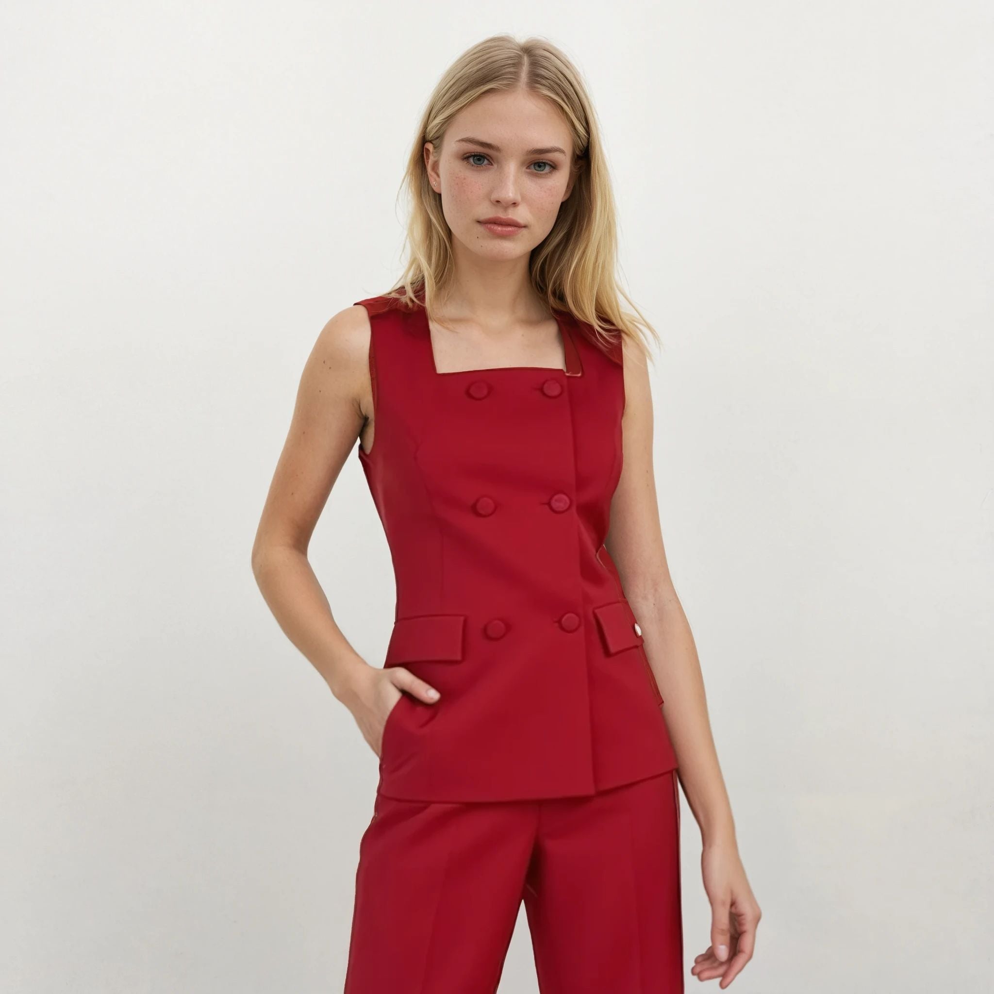 Linda Square-Neck Vest with Pants