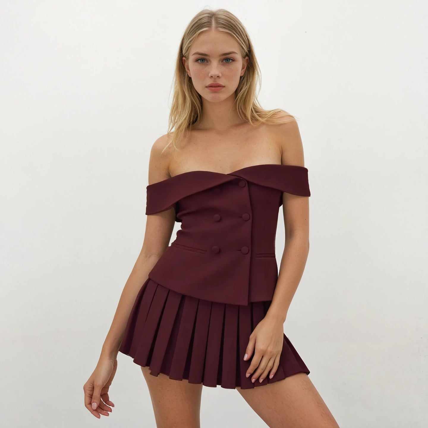 Cleo Off-Shoulder Top with Skirt