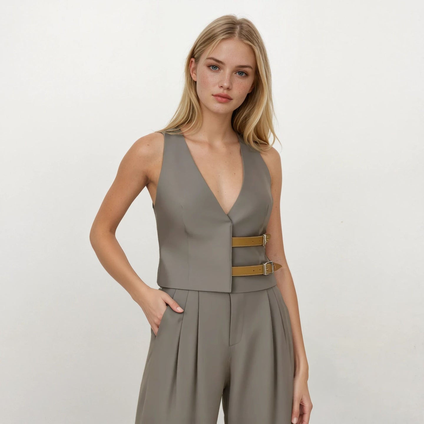 Madison Halter Neck Utility Vest with Pants