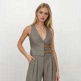 Madison Halter Neck Utility Vest with Pants