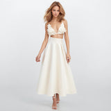 Peony Appliqué Flower Crop Top with Skirt