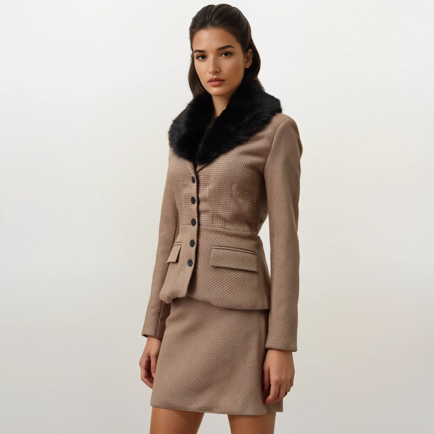 Delphine Houndstooth Jacket with Skirt