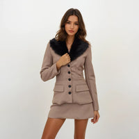 Delphine Houndstooth Jacket with Skirt