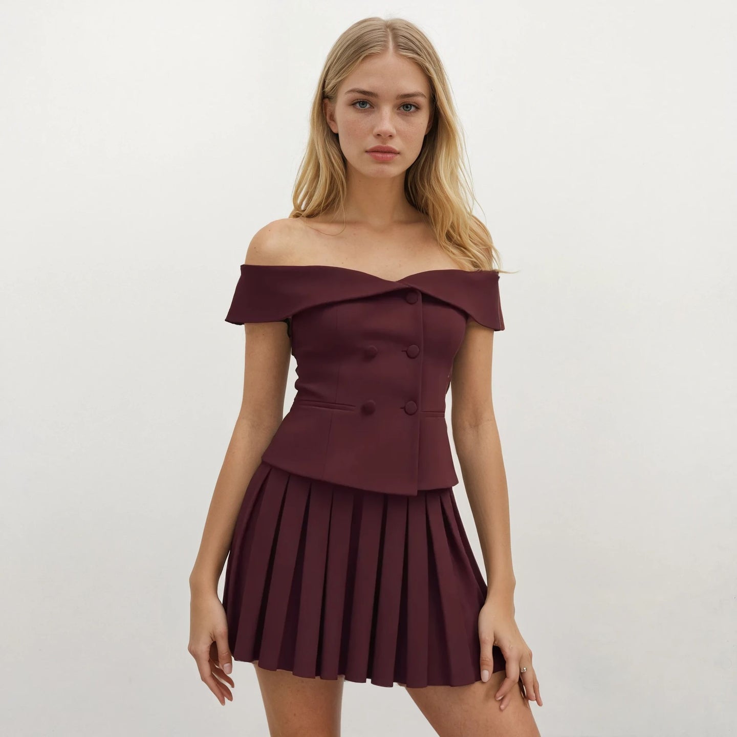 Cleo Off-Shoulder Top with Skirt
