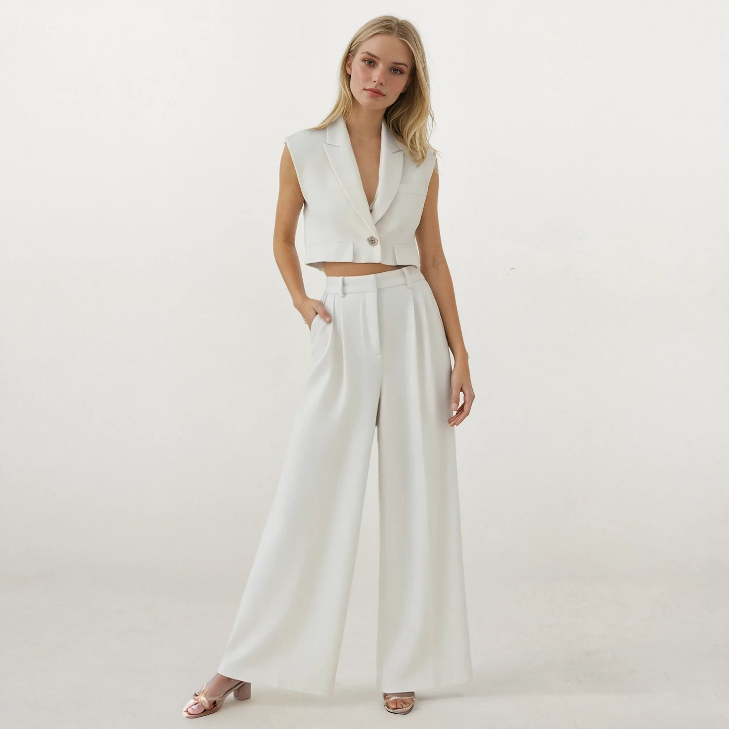 Ava Sleeveless Blazer Vest with Pants