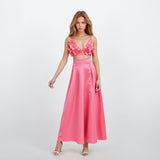 Peony Appliqué Flower Crop Top with Skirt
