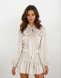 Jade Shimmery Blouse with Skirt