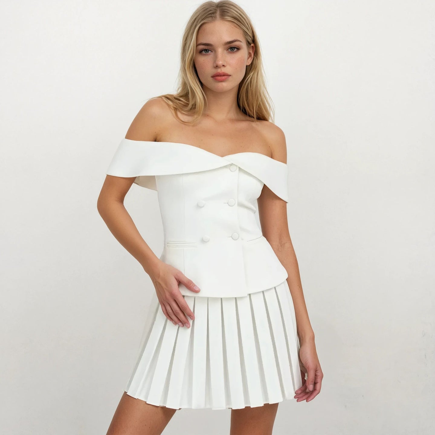 Cleo Off-Shoulder Top with Skirt
