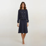 Vivienne Navy Tweed Jacket with Midi Skirt