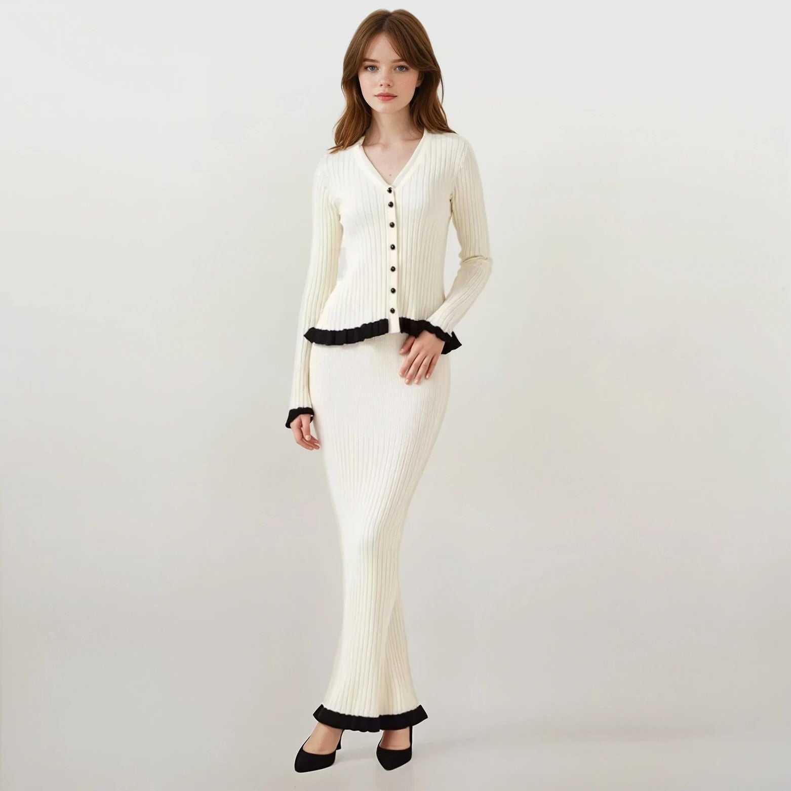 Taylor Knit Long Sleeve Top with Skirt