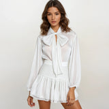 Jade Shimmery Blouse with Skirt